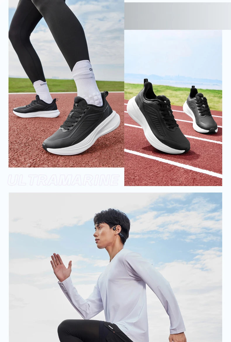 QIAODAN YUYI 4 Winter Running Shoes Men's Sports Shoes Waterproof Absorbing Lightweight Black Fleece Sneakers QXB023244007B