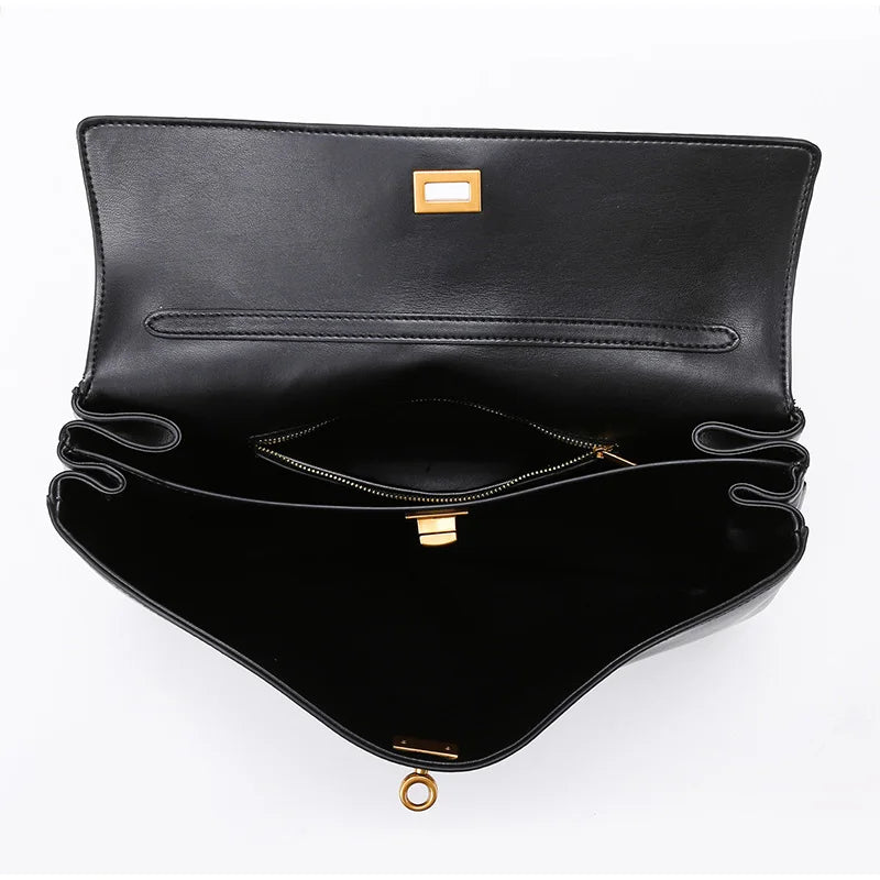 Minimalist Luxury Korean Soft Leather Flap Bag Women Detachable Crossbody Strap Large Capacity Office Daily Commuter Hand Purse
