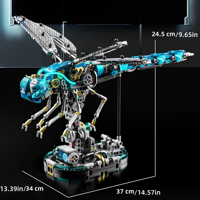 Mechanical Animal Technical Building Blocks, Light MOC Assembly Bricks, Shark Dragonfly Skull Piranha 4 Styles Adults Kids Gift