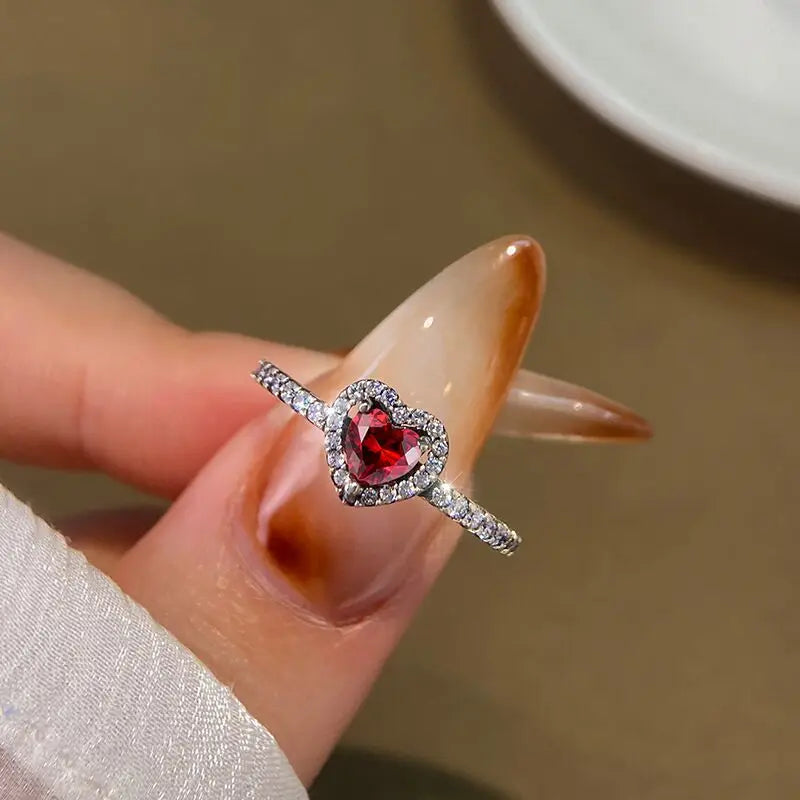 Sterling Silver Sparkling Heart Ring