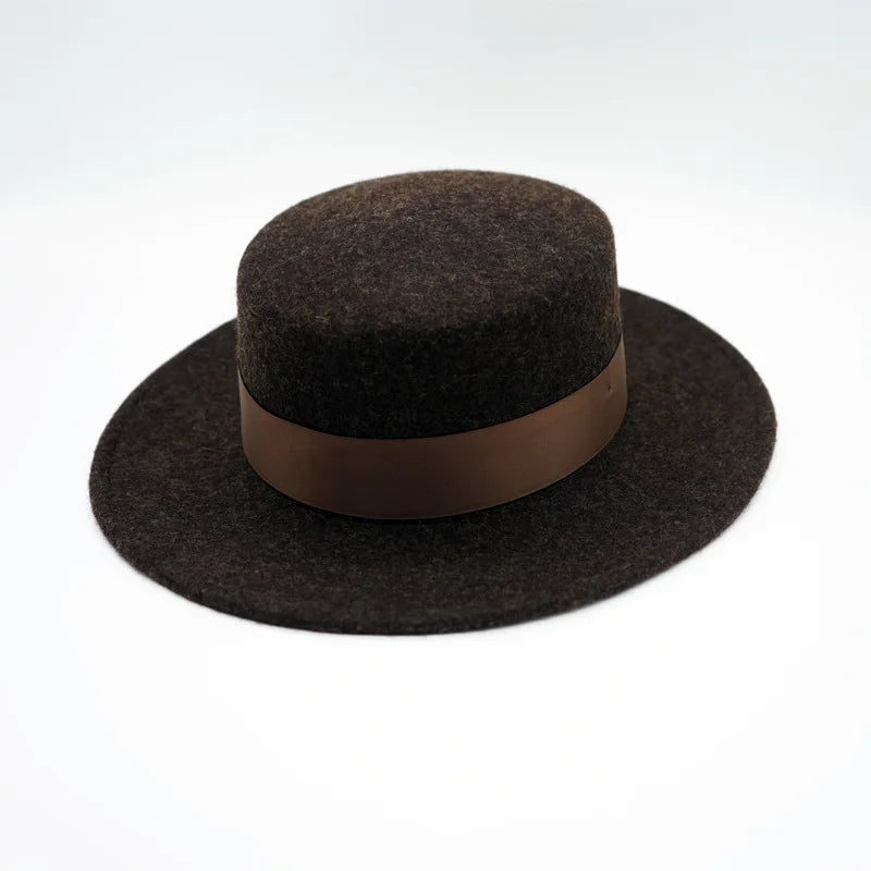 Wool Felt Fedora & Boater Hat – Wide Brim, Unisex