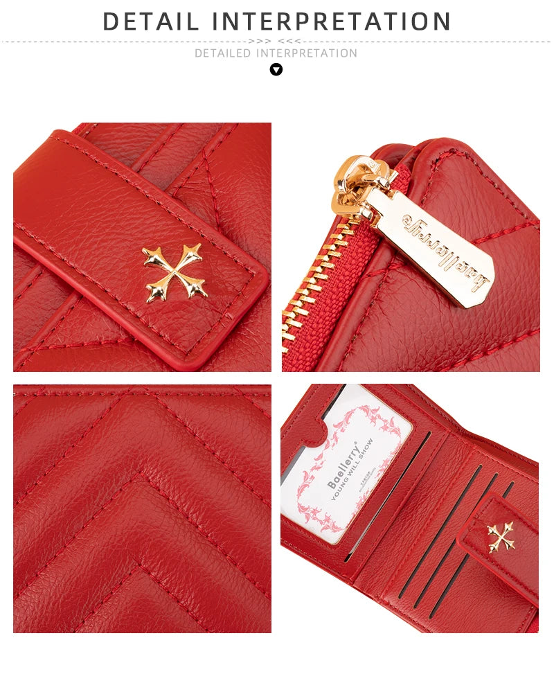 Baellerry New Short Simple Women Wallet High Quality Card Holder Buckle Zipper Coin Pocket Female Purses Small Women's Card Bag