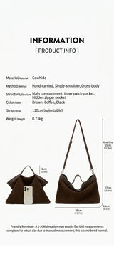 BURMINSA Genuine Suede Leather Hobo Bags Women Vintage Designer Large Shoulder Crossbody Tote Slouchy Soft Office Work Handbags
