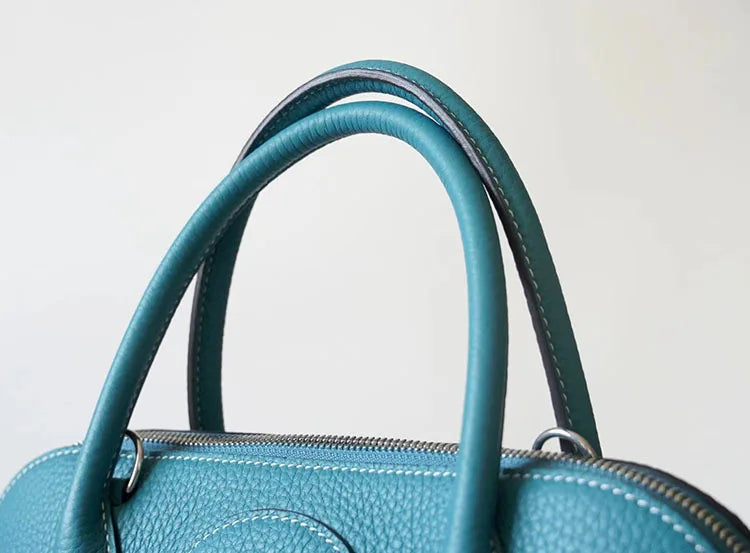 Premium Semi-handmade First-layer Cowhide Bowling Bag Portable Shoulder Large Shell Bag Commuting Temperament Versatile