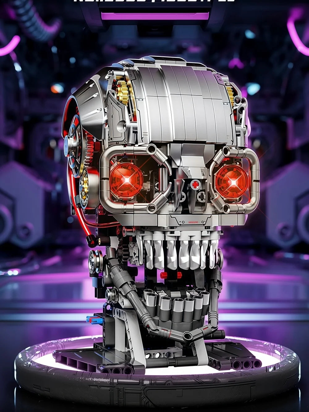 NEW 1099pcs Technical Skull Robot Building Blocks , Gear Linkage ,  Power Motor ,  Desktop Decor Collectible Gift