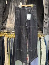 MIJKO Black Original Cow Jeans Wood Trousers Bright Line Design Comfortable Fit Workwear Casual Pants ZJ118