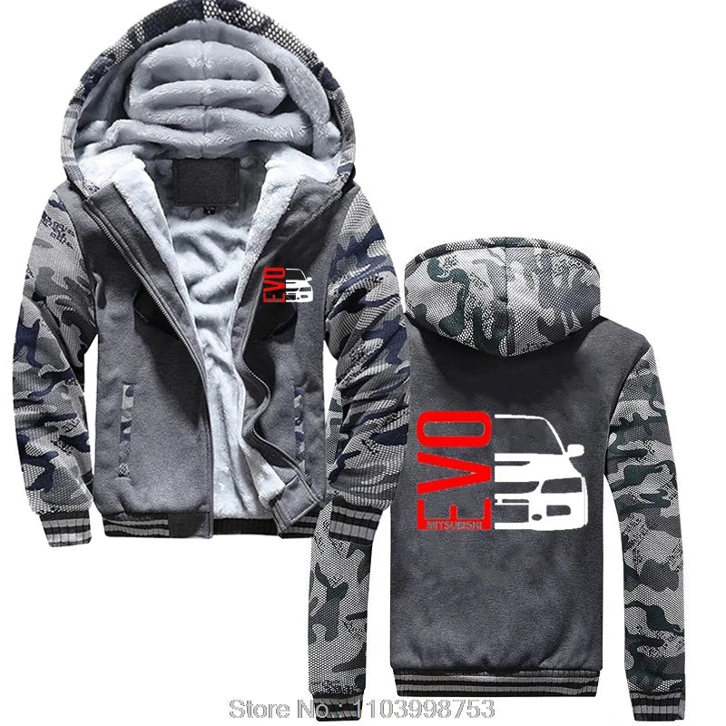 Winter Hoodie Cotton Male Casual Letters EVO 8 9 VIII IX Lancer Evolution Graphic Fashion zip up Jacket Hoody Unisex Tops coats