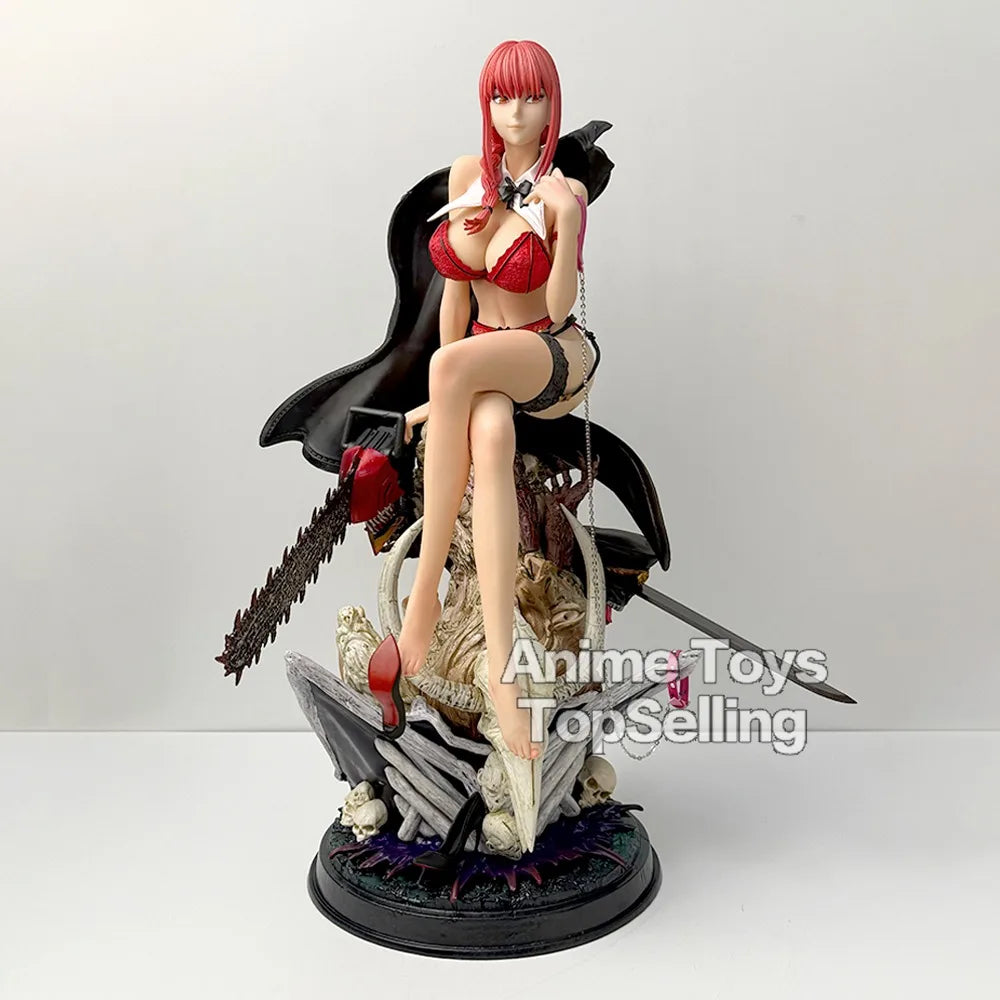 46cm/18.11in Anime Chainsaw Man Figure Makima Action Figures Pvc Statue Desktop Ornamen Collection Model Toys Gifts
