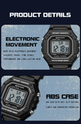 SANDA 2156 Fashion Mens Watch Military Water Resistant Sport Watches Army Big Dial Led Digital Wristwatches Stopwatches For Male