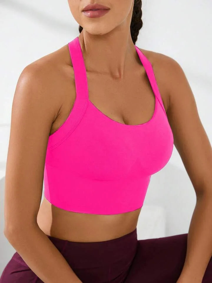 Cross-Back Adjustable Seamless Sports Bra Set – Breathable & Pad-Free