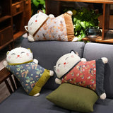 Japanese style lucky cat pillow dual-use sofa back cushion office seat belt waist cushion car lumbar pillow