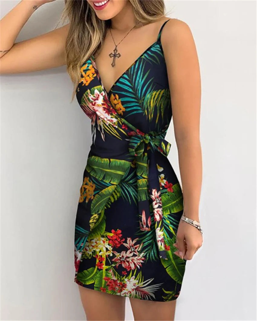 V-Neck Bodycon Mini Dress