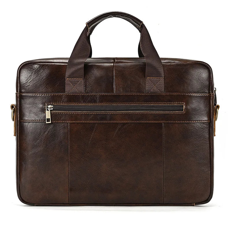 Genuine Leather Briefcase Bag for 15.6 inch laptop computer bag cowskin handbag for men male leather crossbody shoulder bag