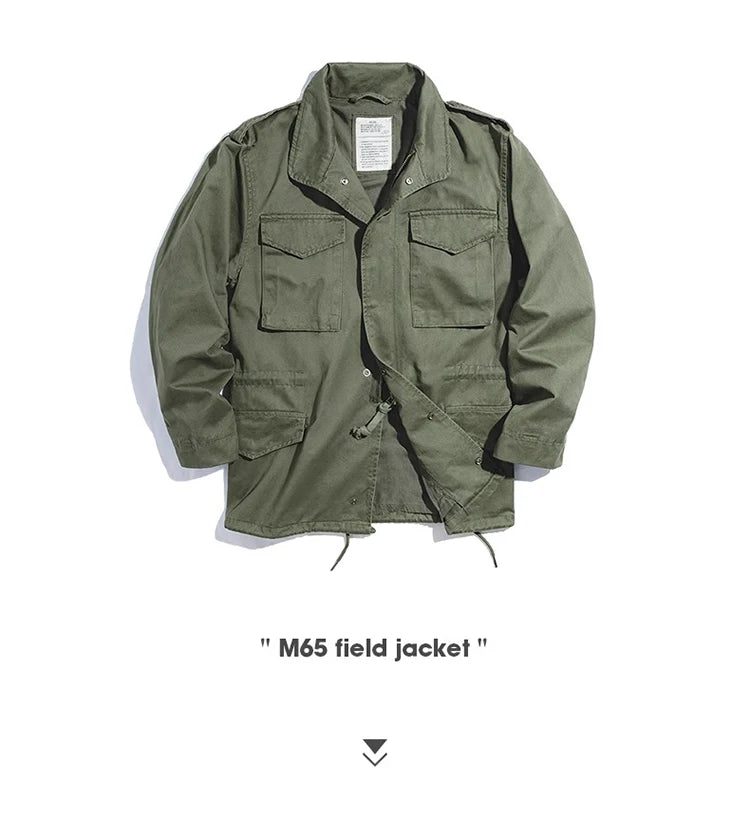 Men's Vintage Military Field Jacket – Cotton Zip Coat