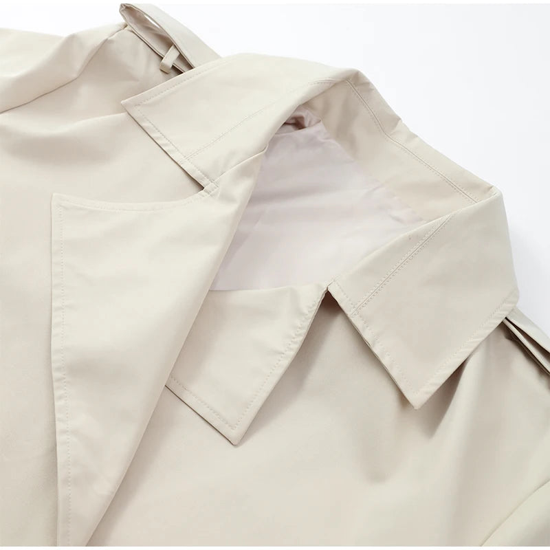 Elegant Lapel Lace-Up Overcoat
