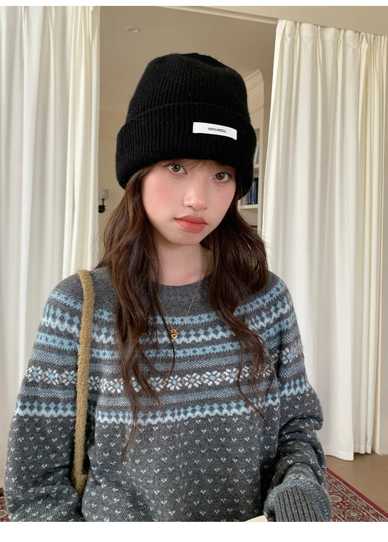 WinvyNee 100% Wool Knitted Beanie Hat – Women & Men