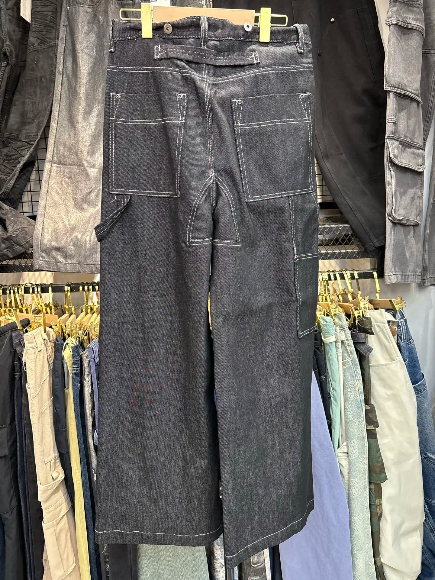 MIJKO Black Original Cow Jeans Wood Trousers Bright Line Design Comfortable Fit Workwear Casual Pants ZJ118