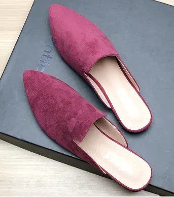 Female Simple Sewing Plain Shoes Outdoor Pointy Toe Slides Camel Blue Soft Sole Wide Fitting 48-33 2022 New Arrivals De Mujer