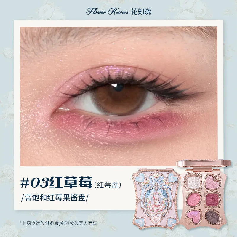 Flower Knows Strawberry Rococo Moonlight Mermaid Jewel Eyeshadow Palette 5 Colors Pearlescent Mashed Potatoes 2023
