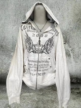 Women’s Y2K Geometric Zip-Up Hoodie