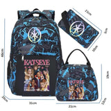 Hot Katseye Funny Print Backpacks WIth Lunch Bags Multi-pocket Camouflage Teens Travel Laptop Backpack Women School Bag Mochila