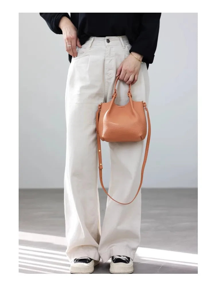 Women Real Leather Crossbody Bags Luxury Small Size Cute Handbag Soft Shoulder Bag 2024 New Arrival Designer Style