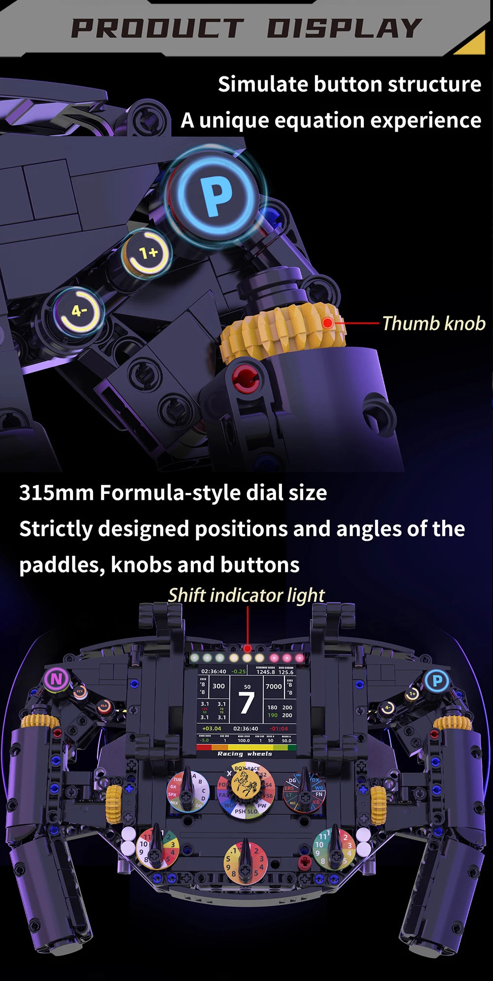Technical Blocks Formula Racing Vehicle Steering Wheel Machine Creative MOC Building Block Toys Birthday Gifts for Adult 800+pcs