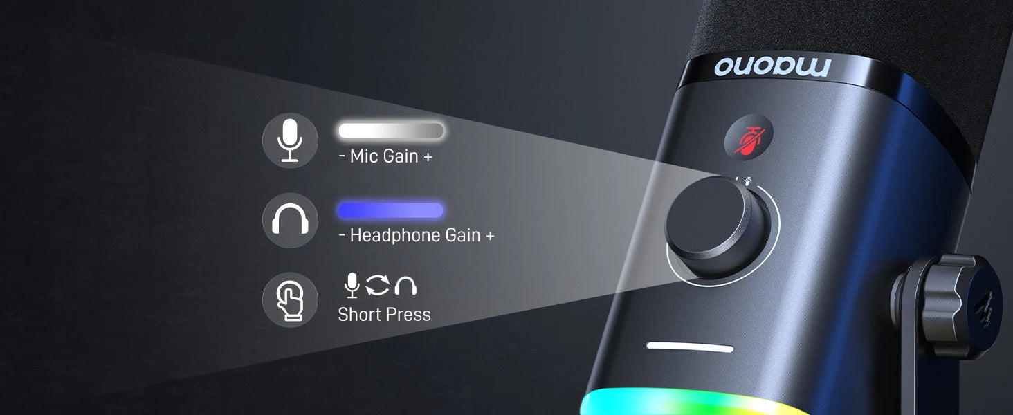 MAONO PD100X USB/XLR Dynamic Mic with RGB & Noise Reduction
