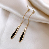 European and American Black Drop Tassel Long Earrings 2023 New Fashion Party Luxury Accessories For Women‘s Temperament Jewelry