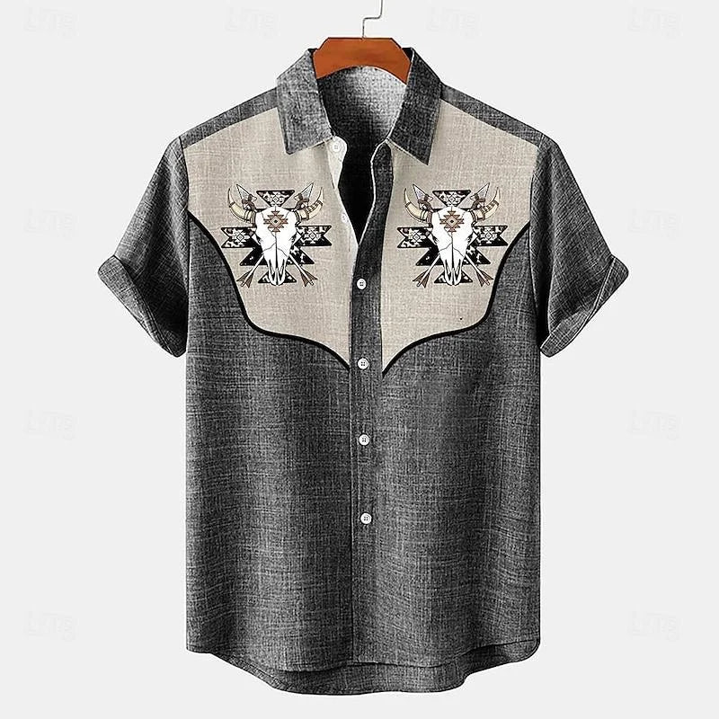Men's Retro Hawaiian Print Short Sleeve Casual Shirt