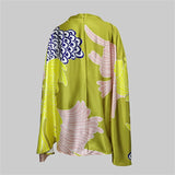 Yeezzi Floral Batwing Blouse & High-Waist A-Line Skirt