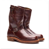 KOWM Cowhide Hiking shoes Brown trekking boots men Engineer's boots workwear goodyear shoes trendy ankle shoes walking sneakers