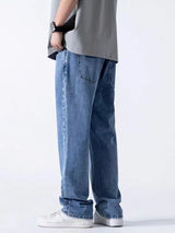 Men's Loose Straight-Leg Cotton Blend Jeans