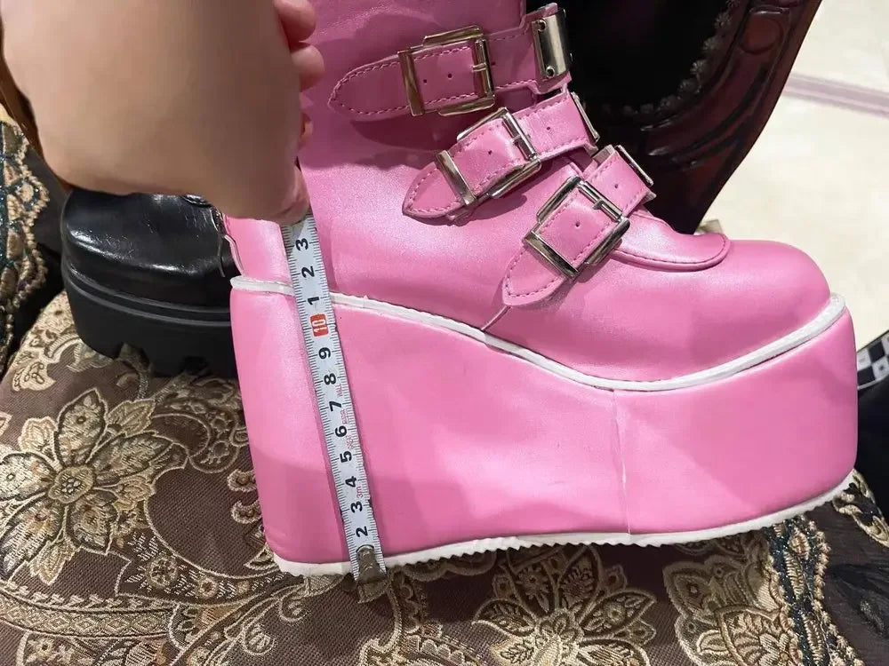 Gothic Platform Buckle Boots