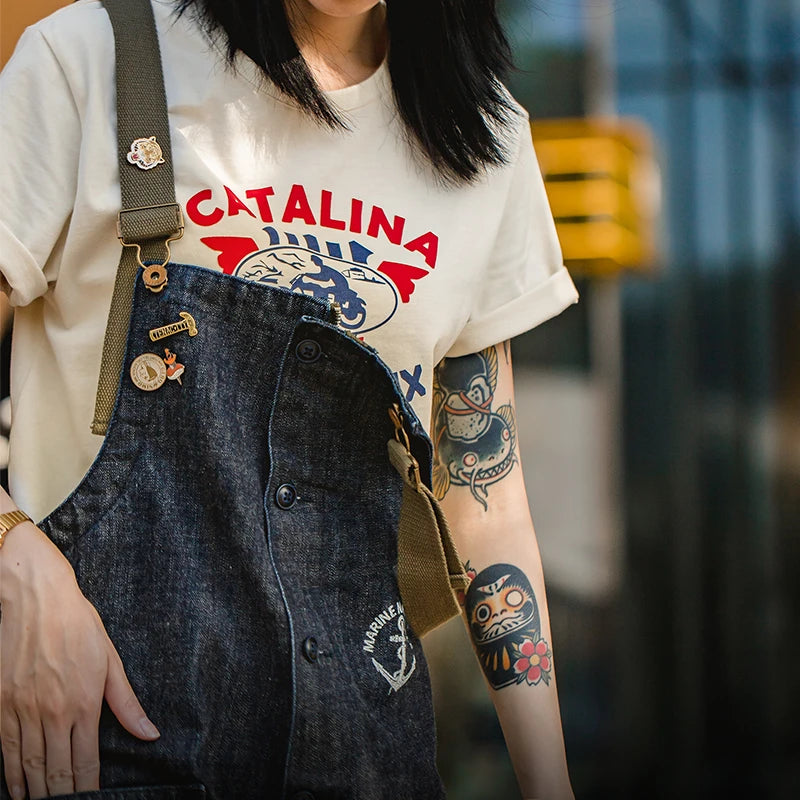 Maden Vintage Unisex Denim Overalls – Navy Baggy Fit