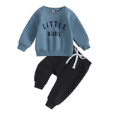 Toddler Boy "Little Dude" 2-Piece Fall/Winter Outfit | Long Sleeve Sweatshirt & Pants Set
