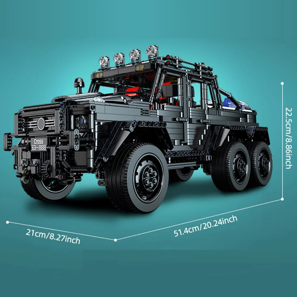 ToylinX Off-Road SUV Black Kits 1/8 Scale Pickup Truck Car Challenge Building Blocks Gift for Technical Enthusiasts Adults