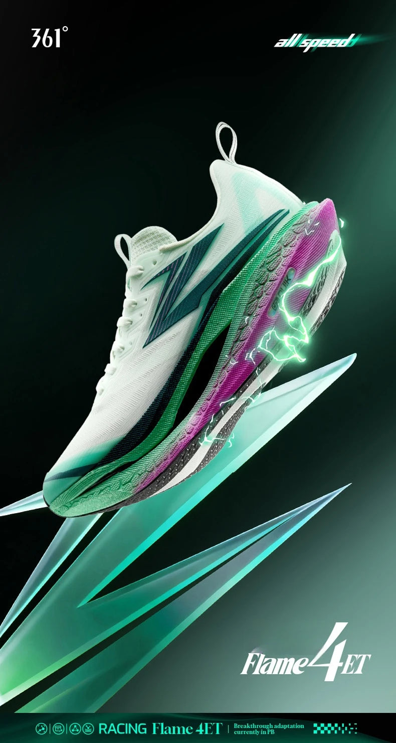 361 Degrees Flame 4 ET Men's Running Shoes Racing Marathon Rebound Breathable Cushioning Male Sneakers 672612223