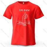 I'm Fine Funny Printed Men's T-Shirt 100% Cotton Oversized Minimalist Cartoon Graphic Tees for Women Tops Tees Streetwear