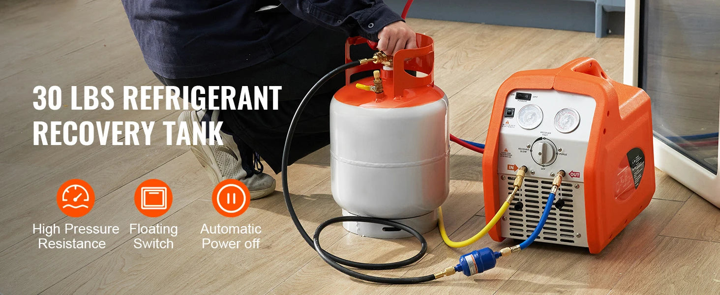 SucceBuy 30 lb Refrigerant Recovery Tank 400 psi Portable Cylinder Tank with Y-Valve for Liquid/Vapor Recovery Can for R22/R134A