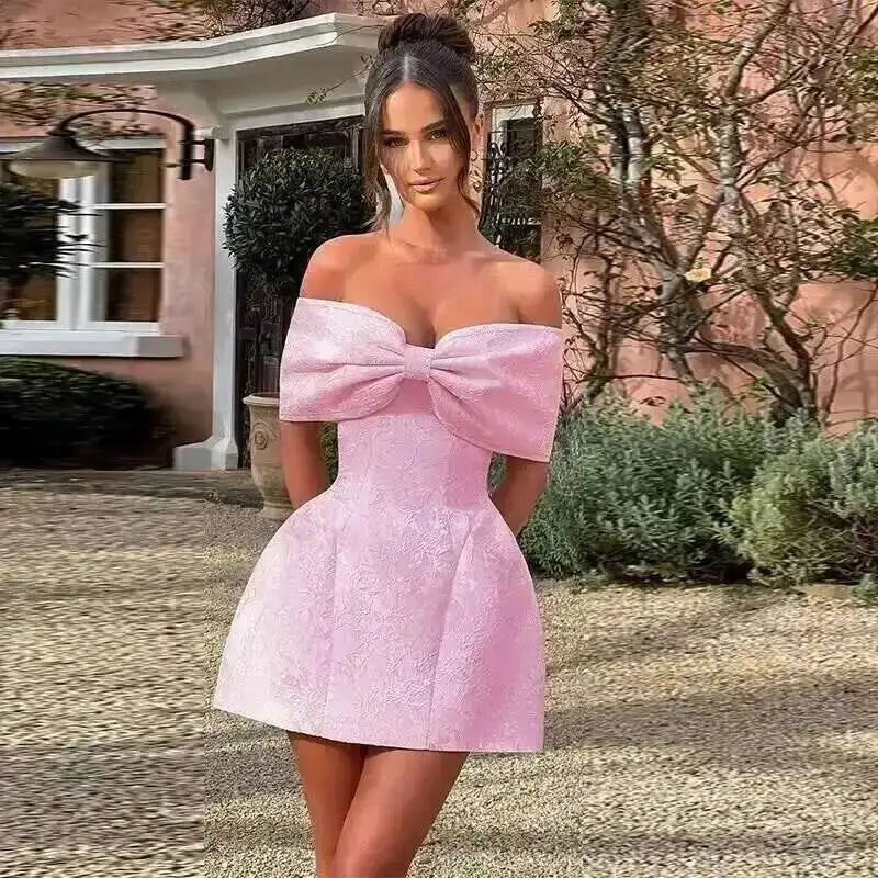 Townlike Women's Elegant Jacquard Backless Mini Dress - USA Made Chic