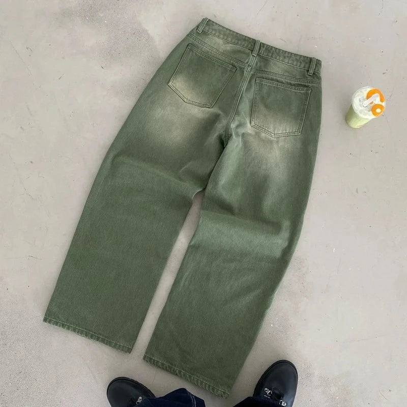 Matcha Green Baggy Jeans | Y2K Retro Denim