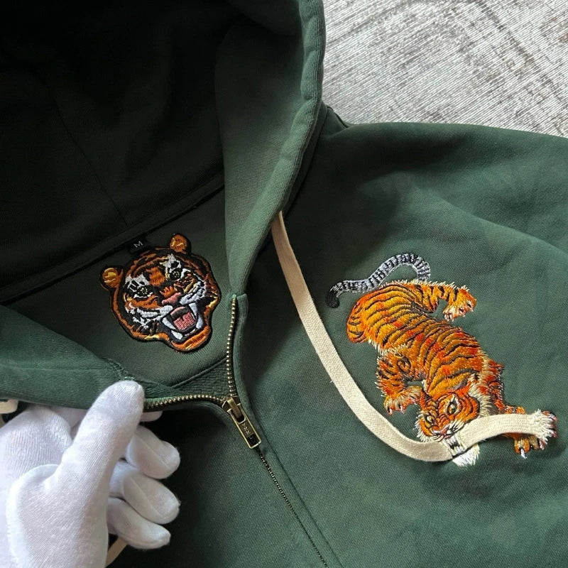 Y2K Tiger Claw Embroidered Relaxed Hoodie