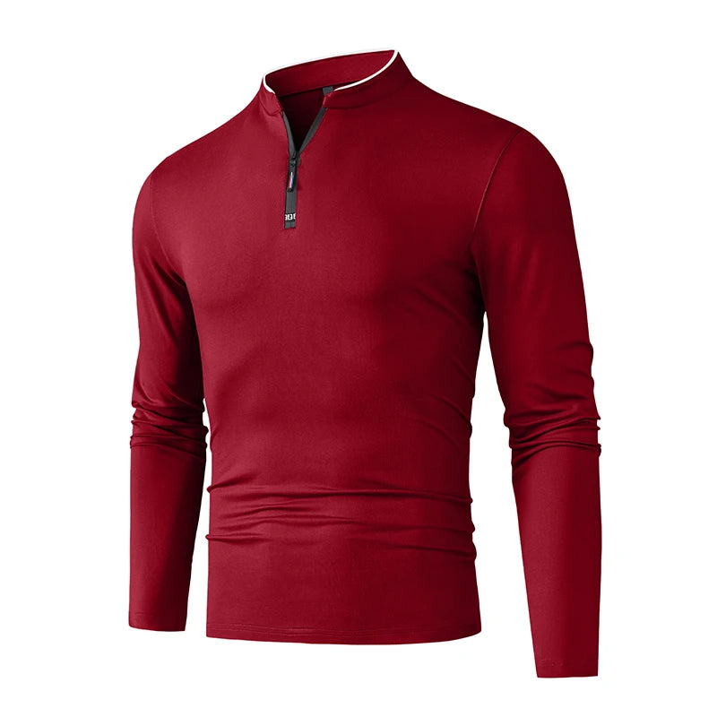 Men's Half-Zip Polo | Wrinkle-Free Long Sleeve Top