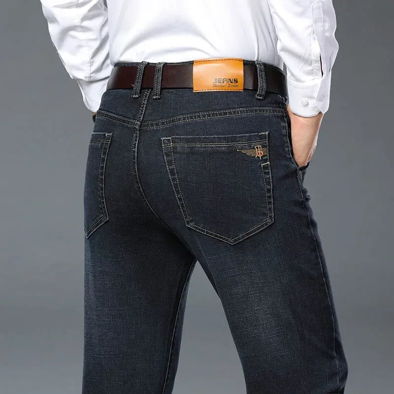Men's Classic Straight-Leg Denim Jeans | Blue & Black