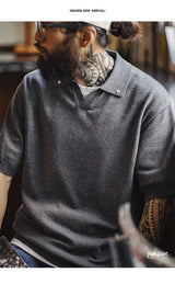 Maden Vintage Seagull Collar Polo Shirt for Men