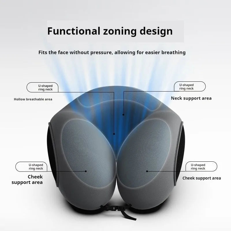 Memory Foam Neck Pillow, Ergonomic U-Shaped Travel Pillow with Washable Cover for Airplane,Car,Office Home-Soft Support