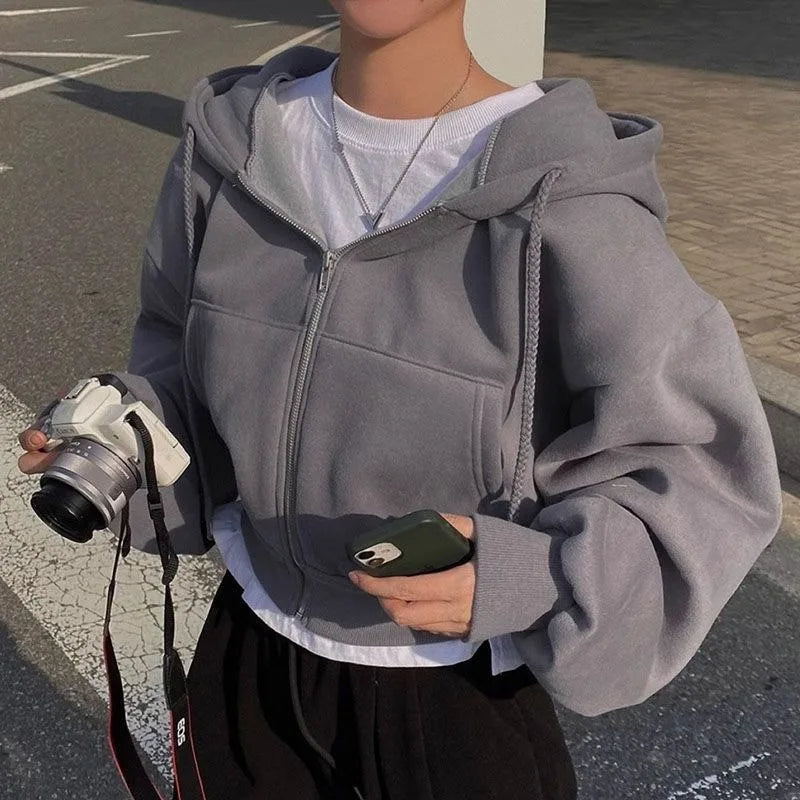Women’s Y2K Zip-Up Crop Hoodie