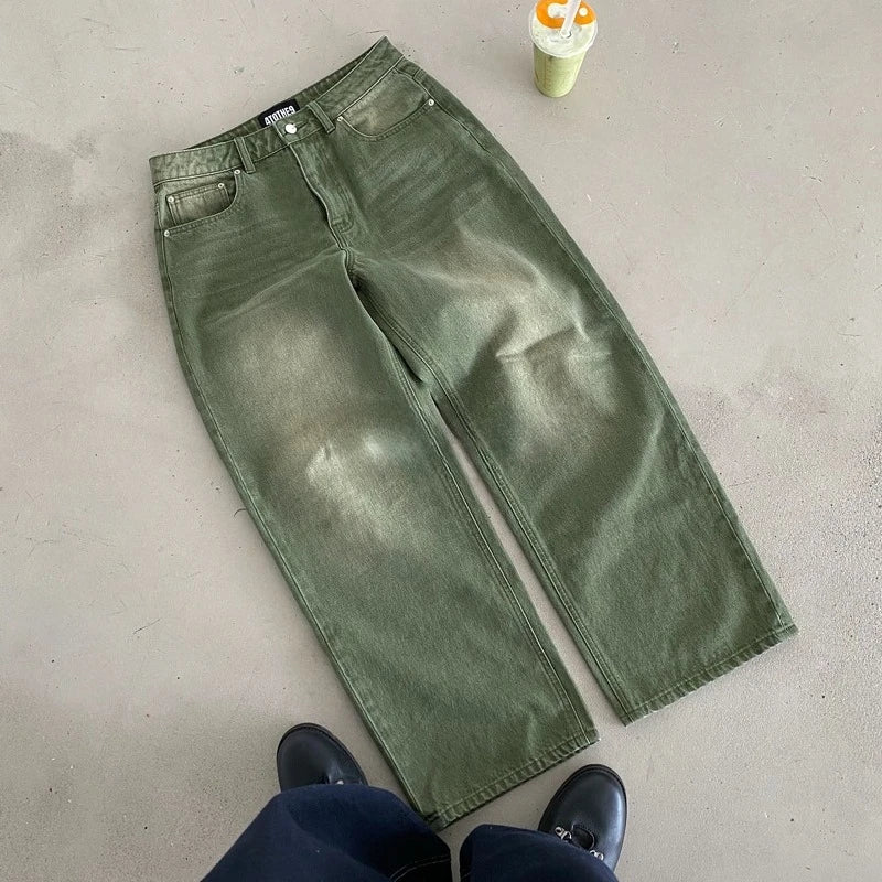 Matcha Green Baggy Jeans | Y2K Retro Denim