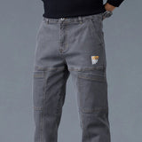 Men’s Fashion Print Straight-Cut Jeans